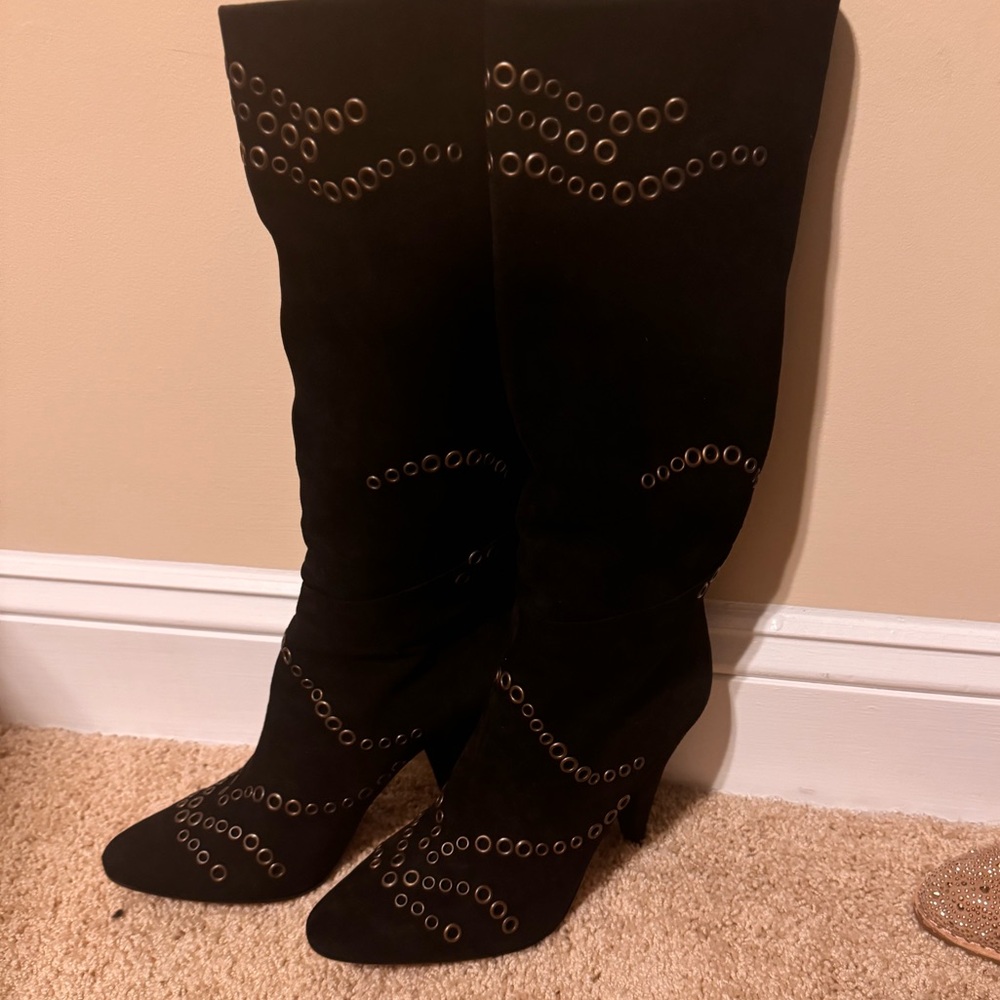 Suede Eyelet Trim Boot Tamra Mellon
